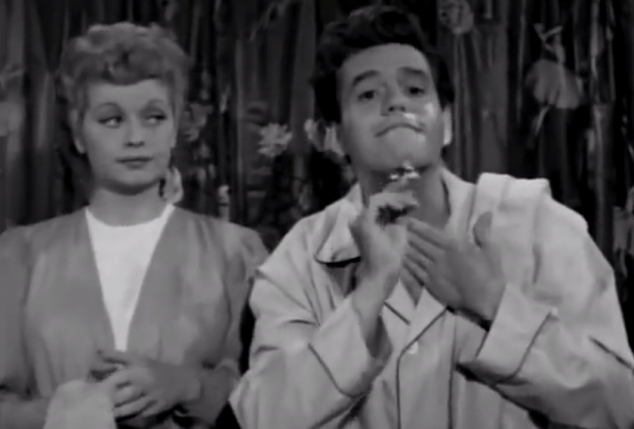 There's no toilet in the shot, but Lucy still smells some bullshit. 