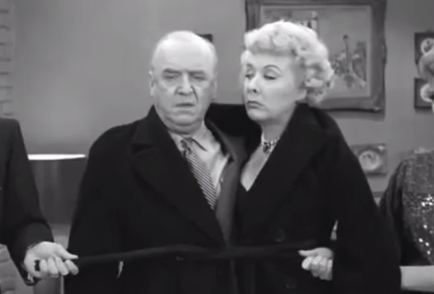 Lucy and Ricky won’t let them leave until they kiss. Classic psychology! When your friends are sad, force them to perform sex acts on each other in your living room.