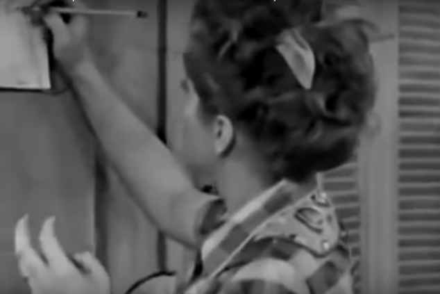 Lucy’s math is so bad, Ricky tried to hang her pad and paper out of reach.