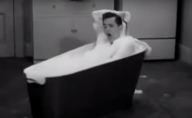 He enjoys taking a bath in the kitchen because, unlike some people, he doesn’t spend 8 hours a day in there.