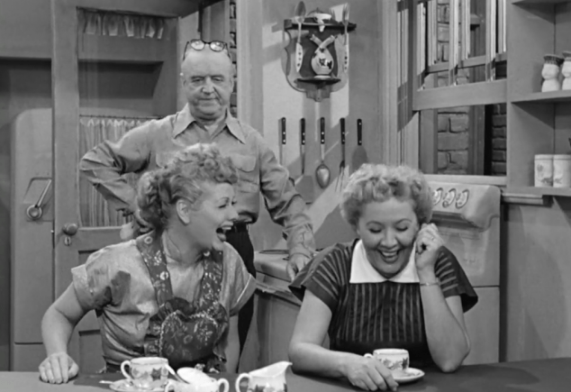 I Love Lucy S02 E06 Fred in glasses Lucy Ethel laughing