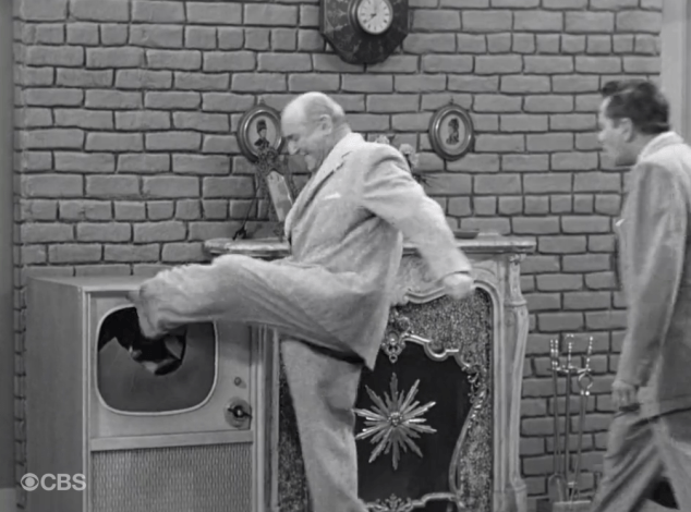 I Love Lucy S02 E07 Fred kicks in tv set